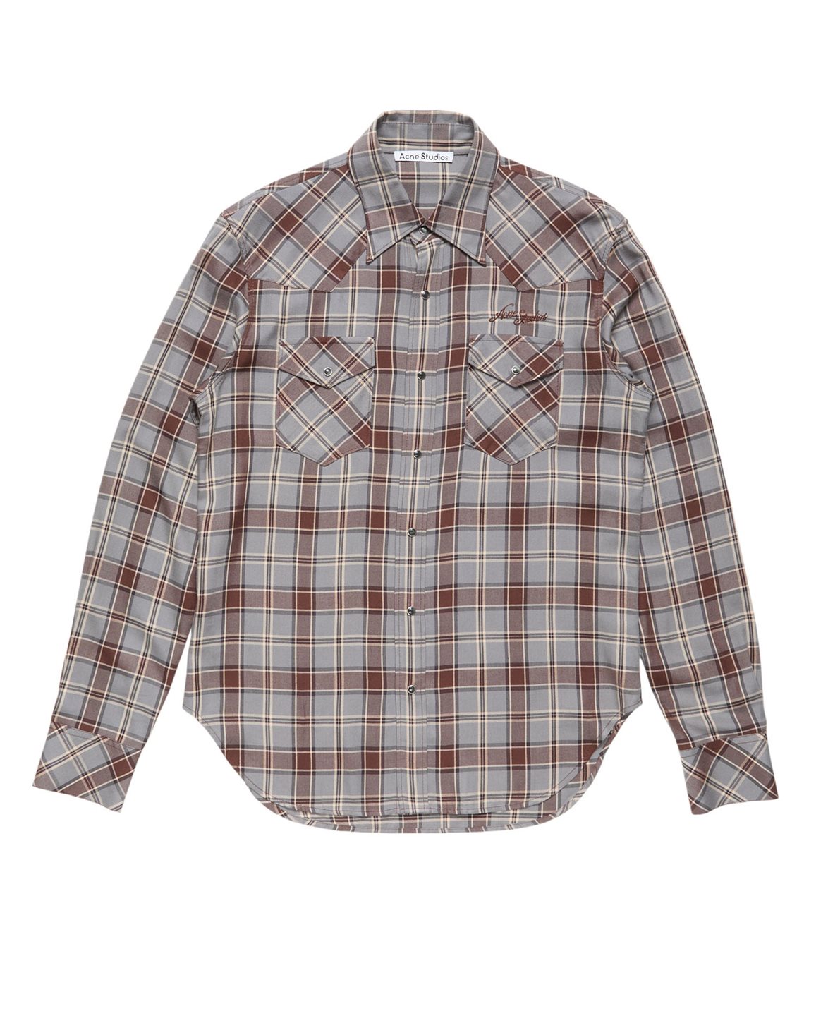Snap Button Western Shirt Multi Grey