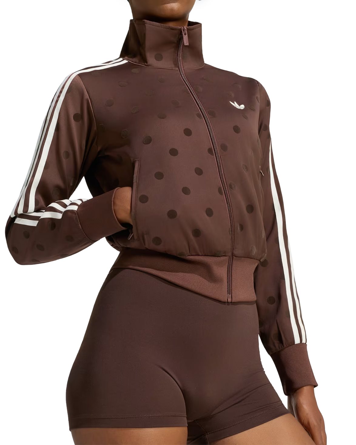 Satin Polka Dot Track Jacket Auburn
