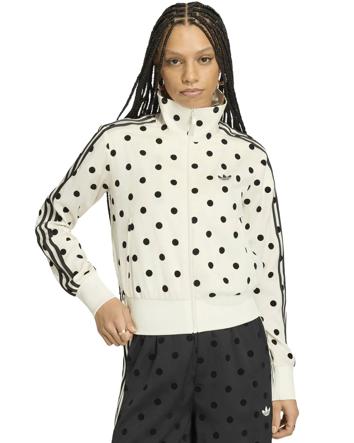 Satin Polka Dot Track Jacket Off White