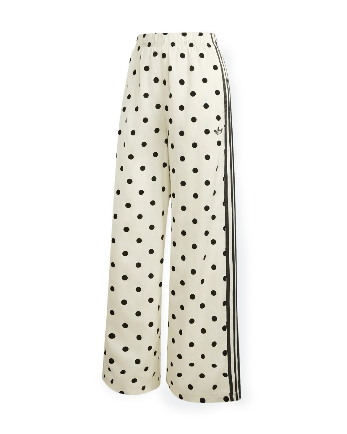 Satin Polka Dot Wide Leg Pants Off White