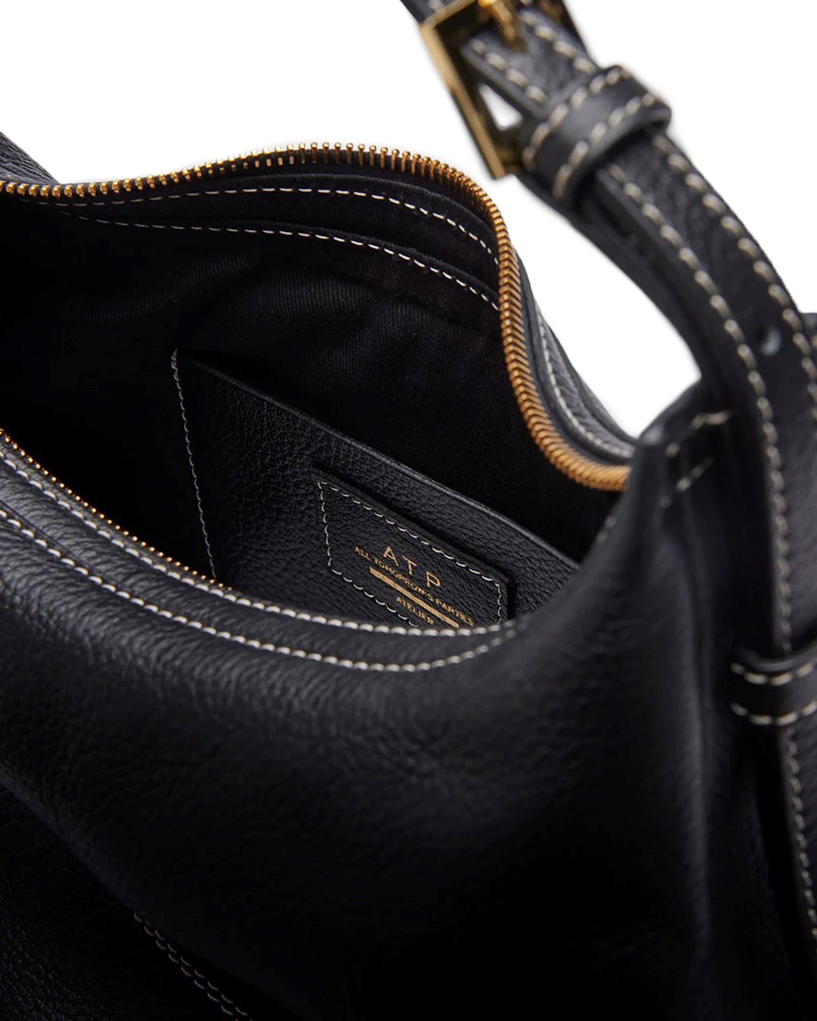 Liveri Small Hobo Bag Black/Contrast Stitch