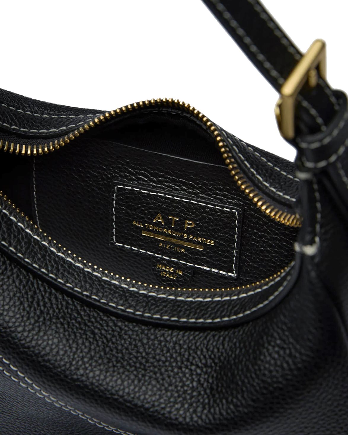 Silea Mini Hobo Bag Black/Contrast Stitch