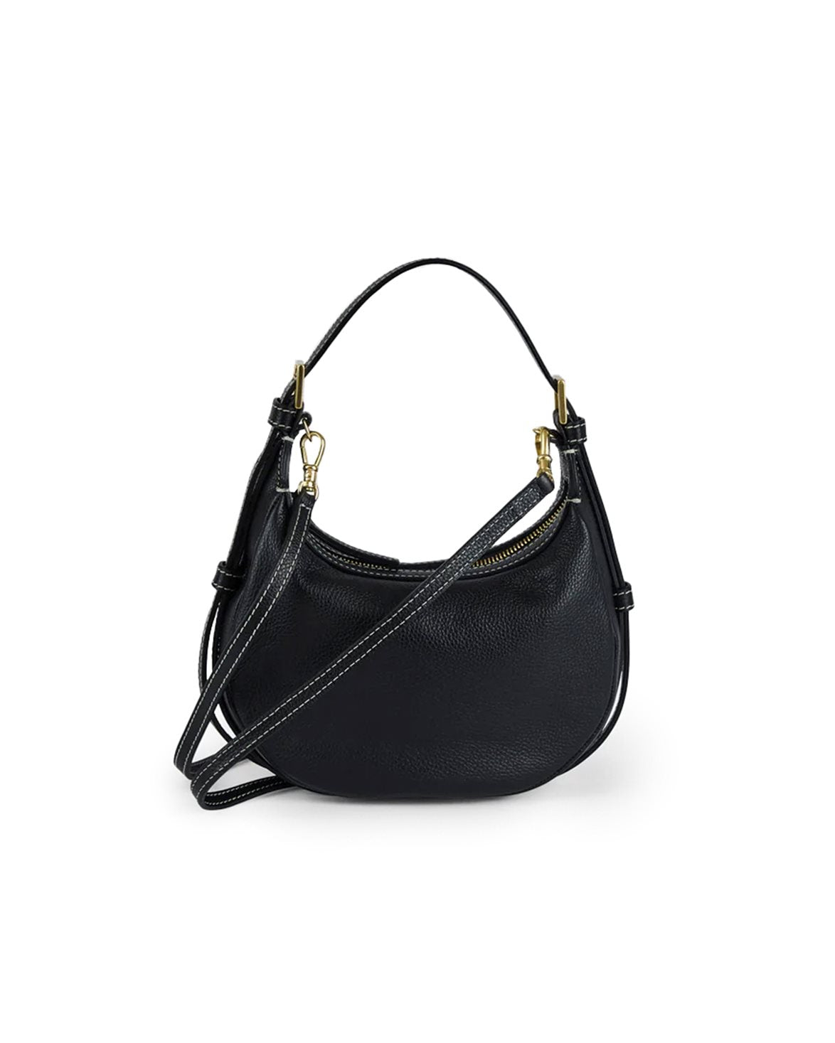 Silea Mini Hobo Bag Black/Contrast Stitch