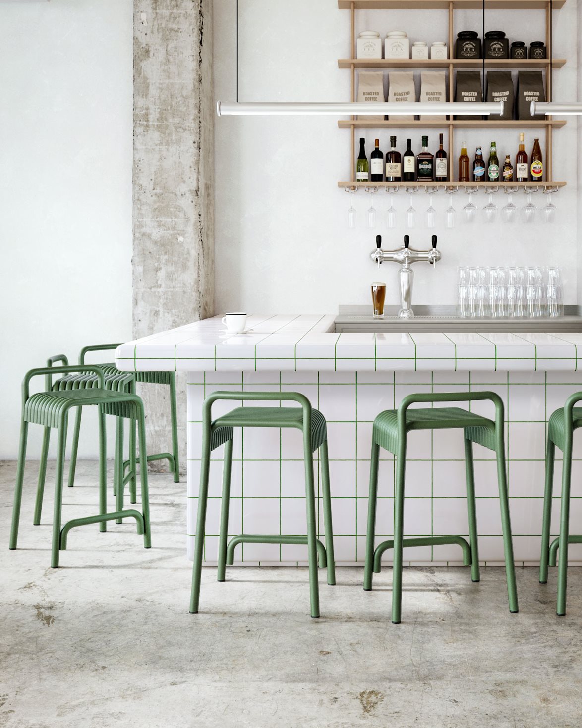 Kane Bar Stool Chrome Green