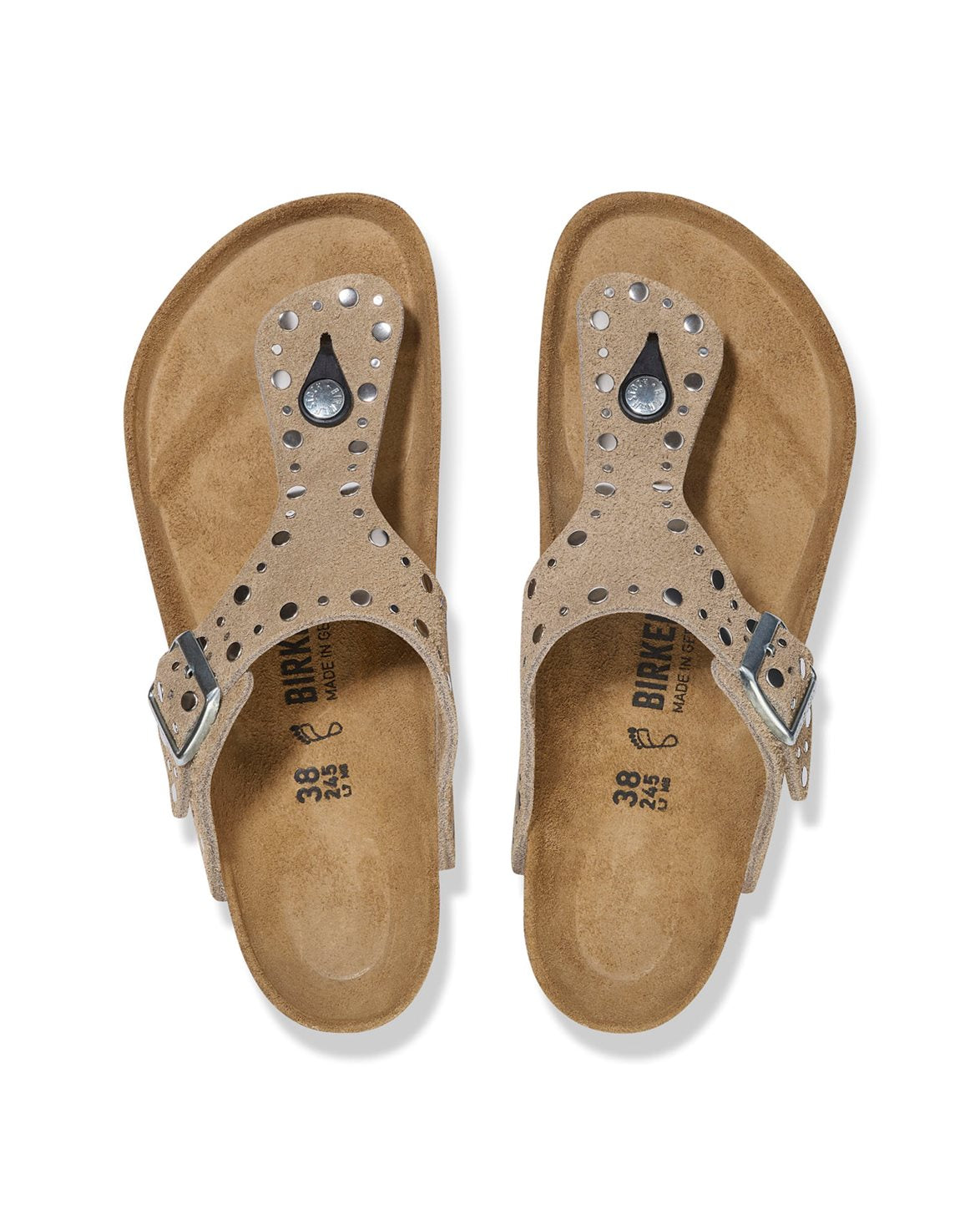 Gizeh Rivet Suede Leather Taupe