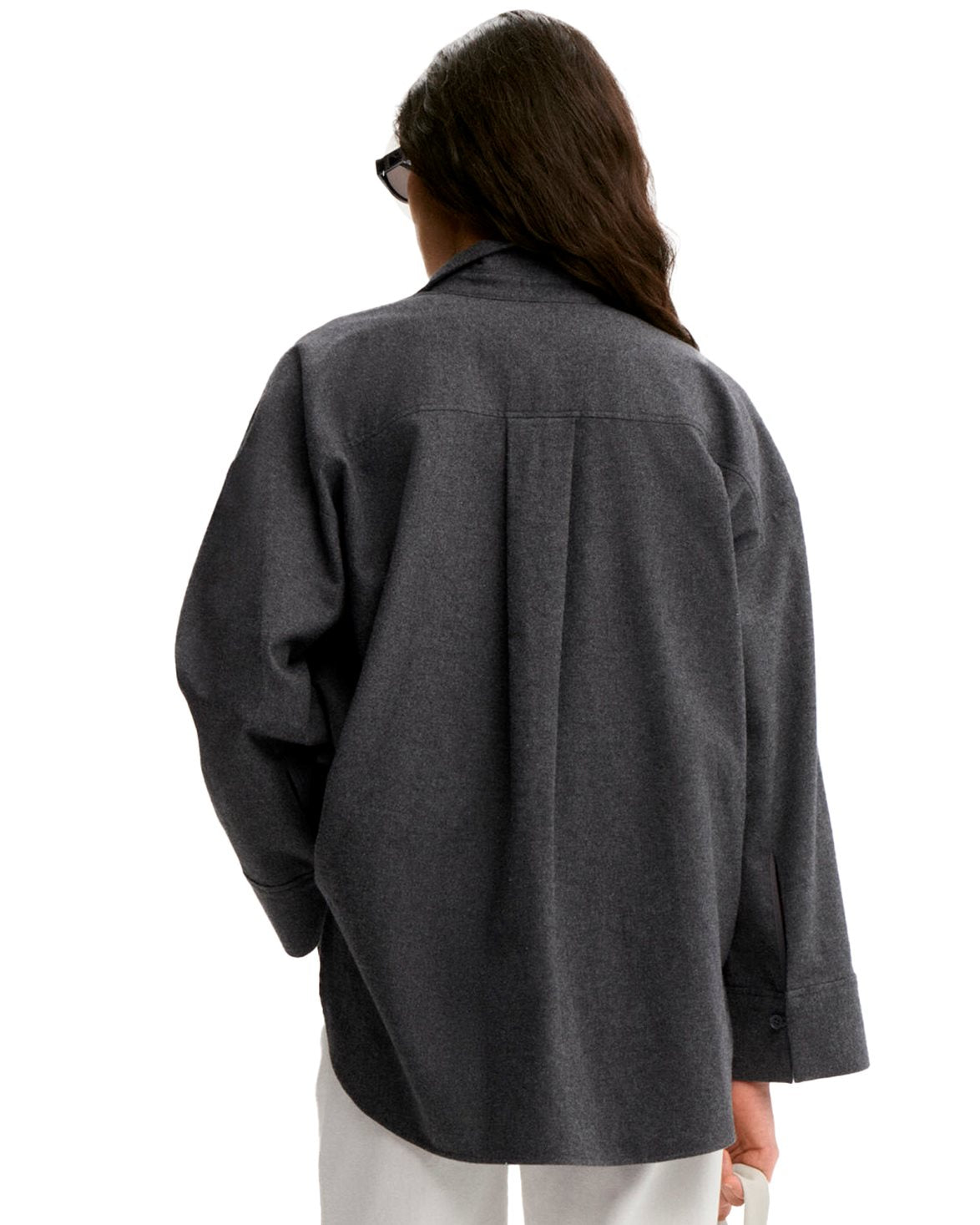 Derris Flannel Shirt Dark Grey Melange