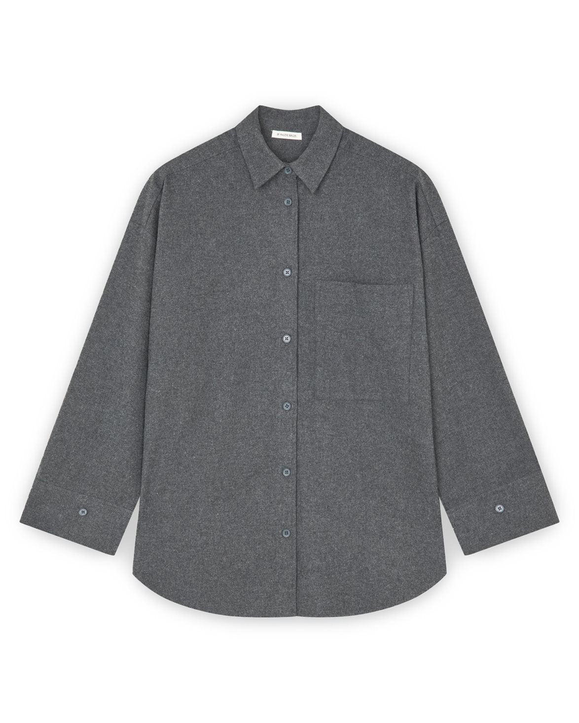 Derris Flannel Shirt Dark Grey Melange