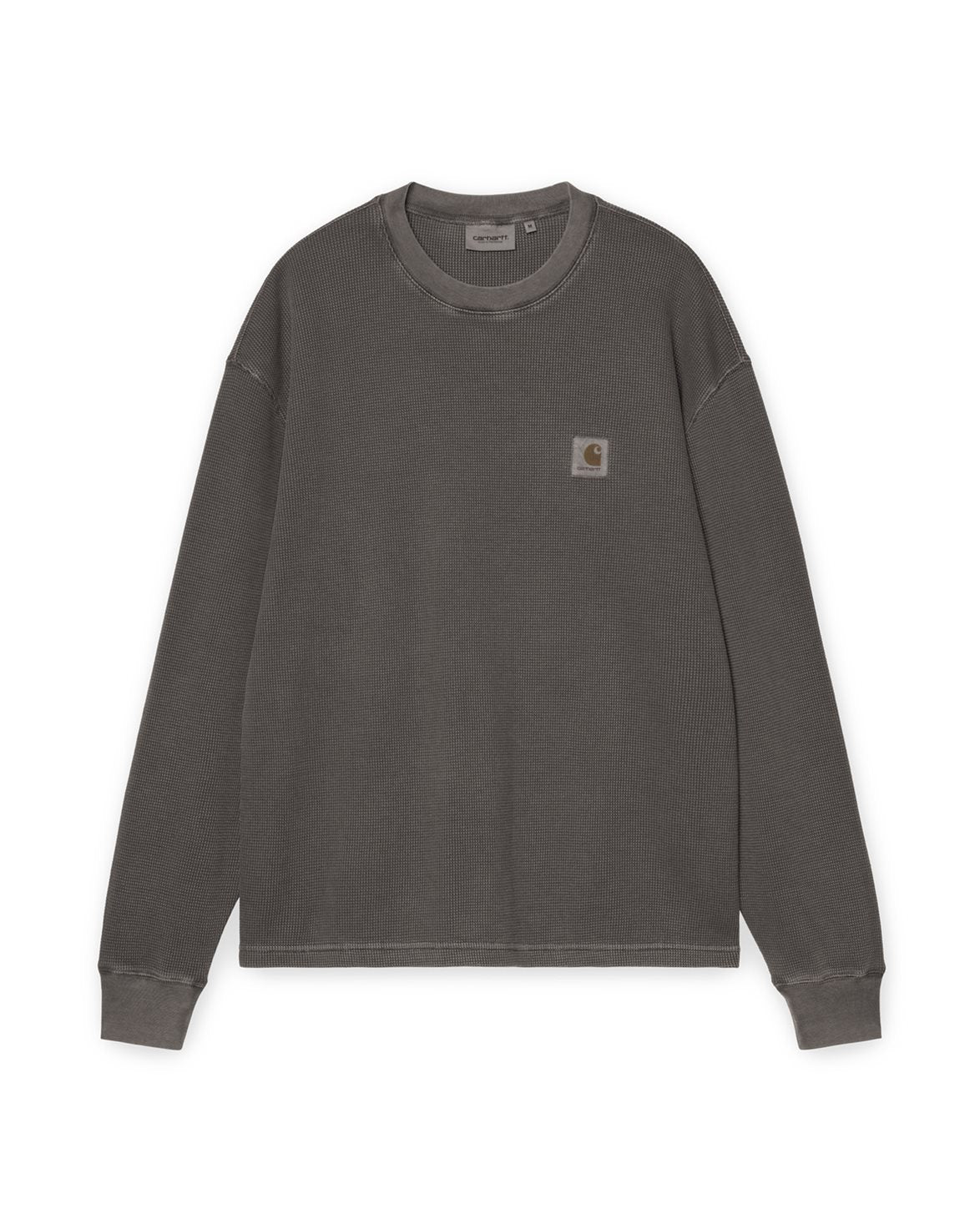 Vista Waffle Long Sleeve T-Shirt Black Garment Dyed