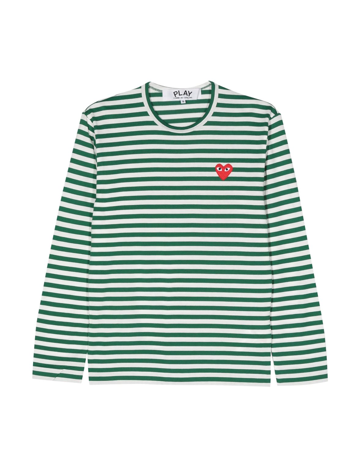 Striped Heart Long Sleeve T-Shirt Green/White