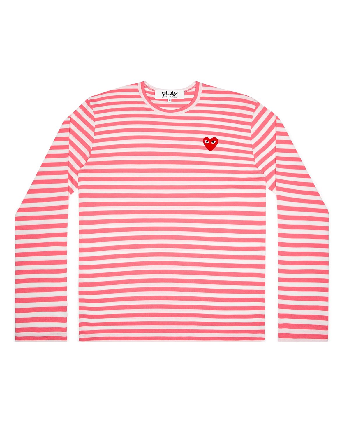 Striped Heart Long Sleeve T-Shirt Pink/White