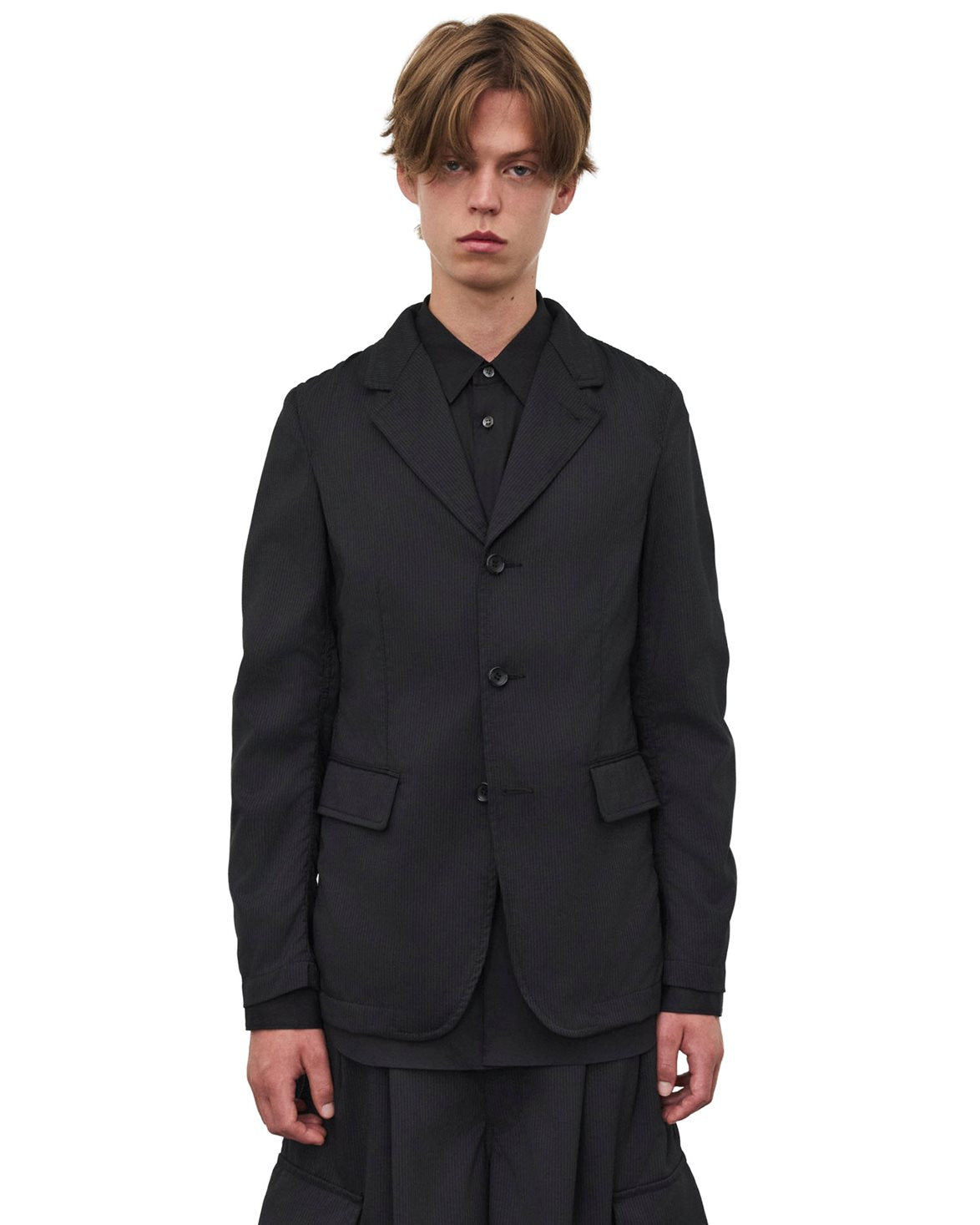 Stripe Tropical Wool Jacket Black