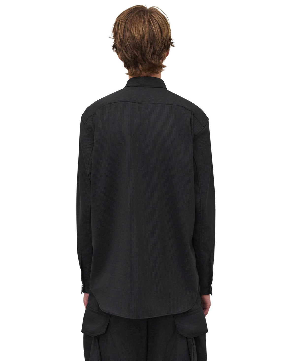 Stripe Tropical Wool Shirt Black
