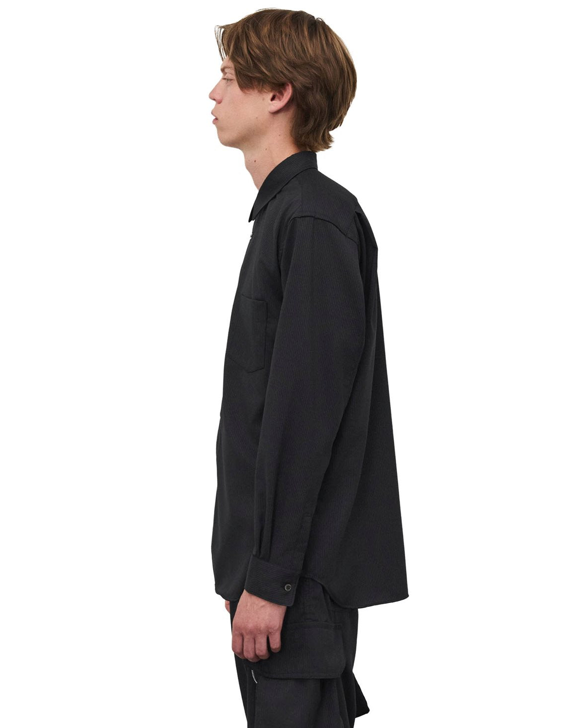 Stripe Tropical Wool Shirt Black