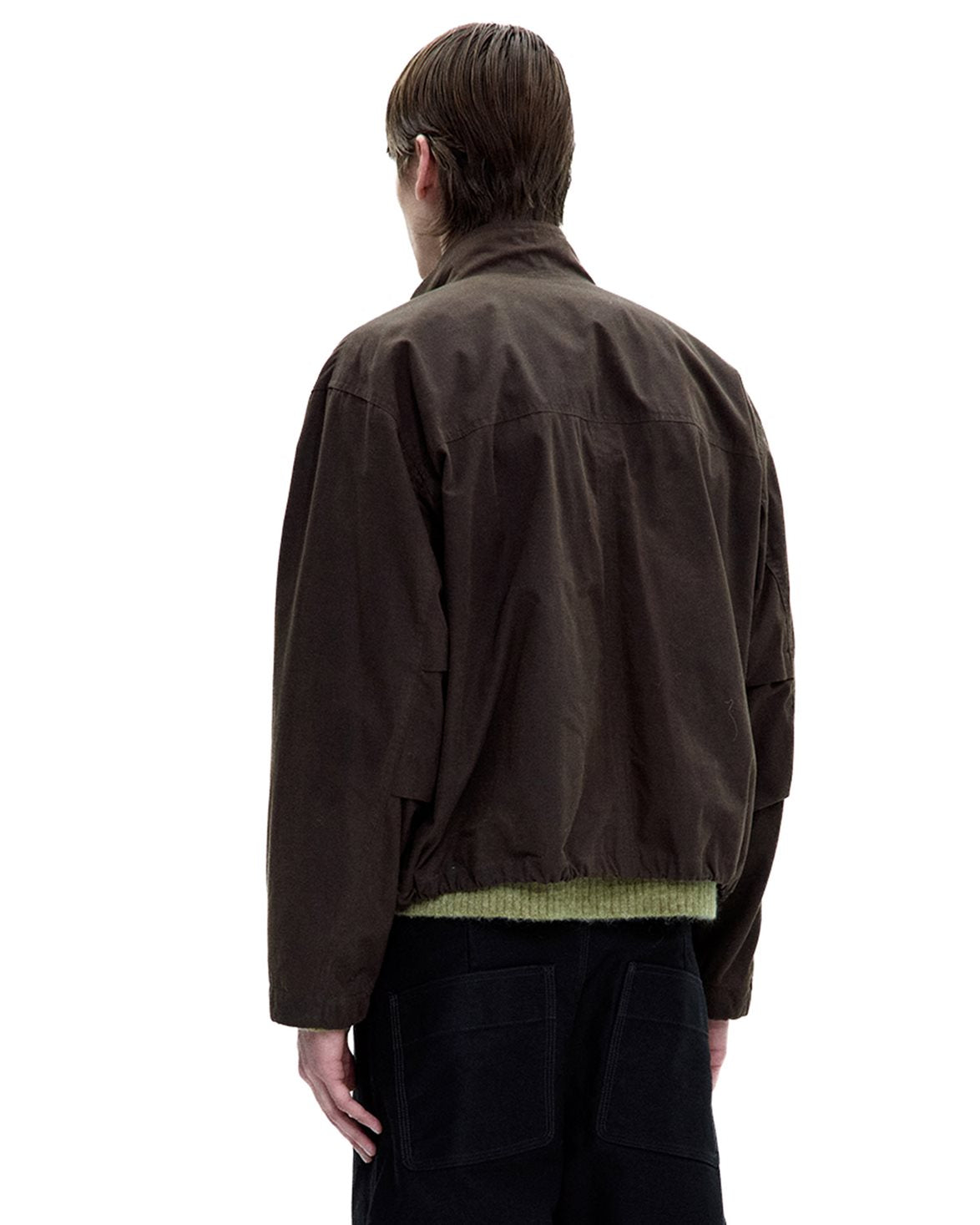 Stand Collar Washed Jumper Dark Brown
