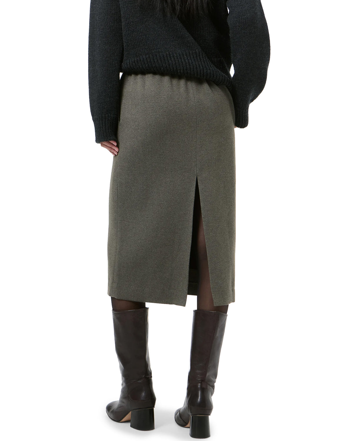 Crush Skirt Night Pine Fishbone Bound Wool