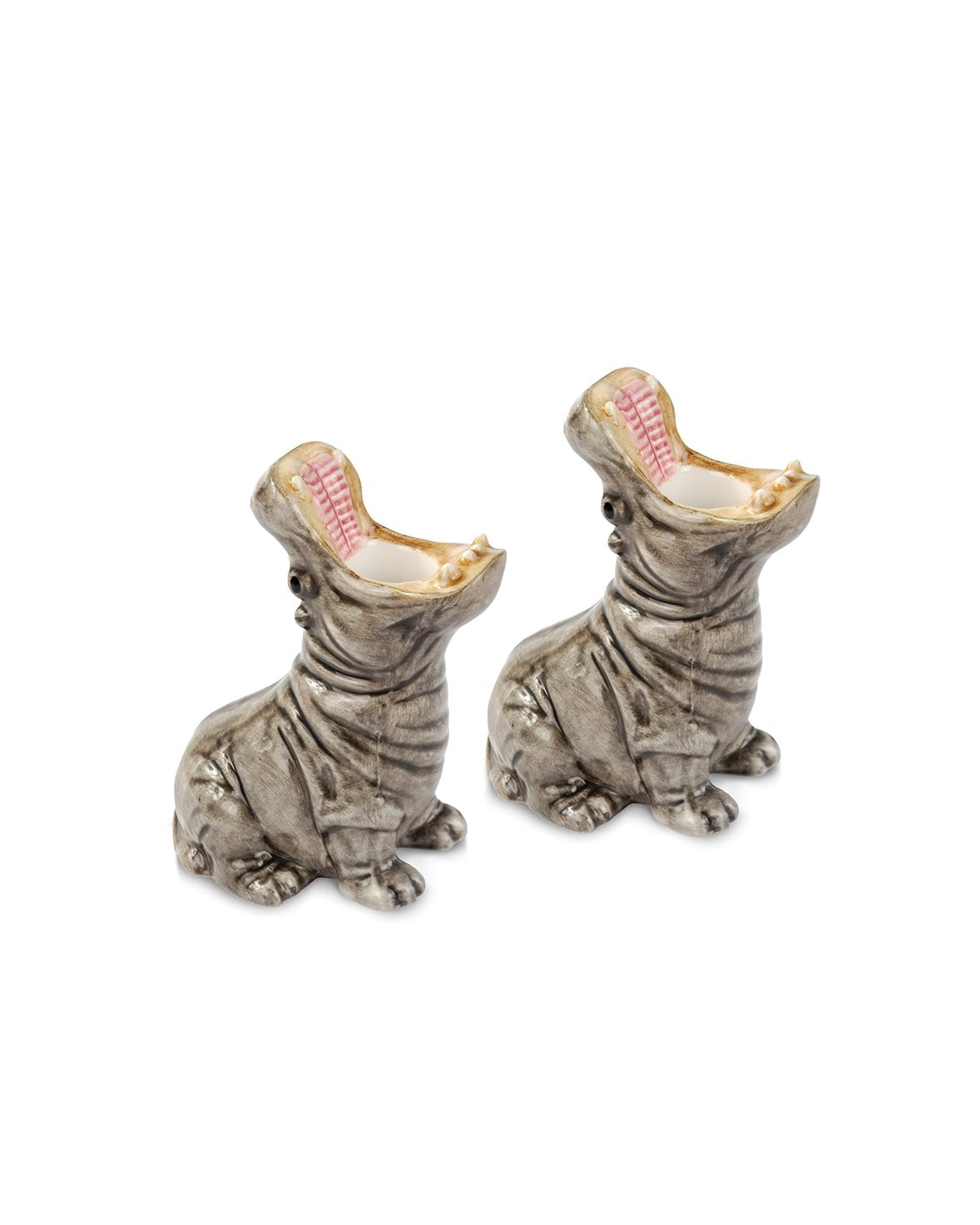 Hungry Hippo Candle Holder 2-Pack Grey