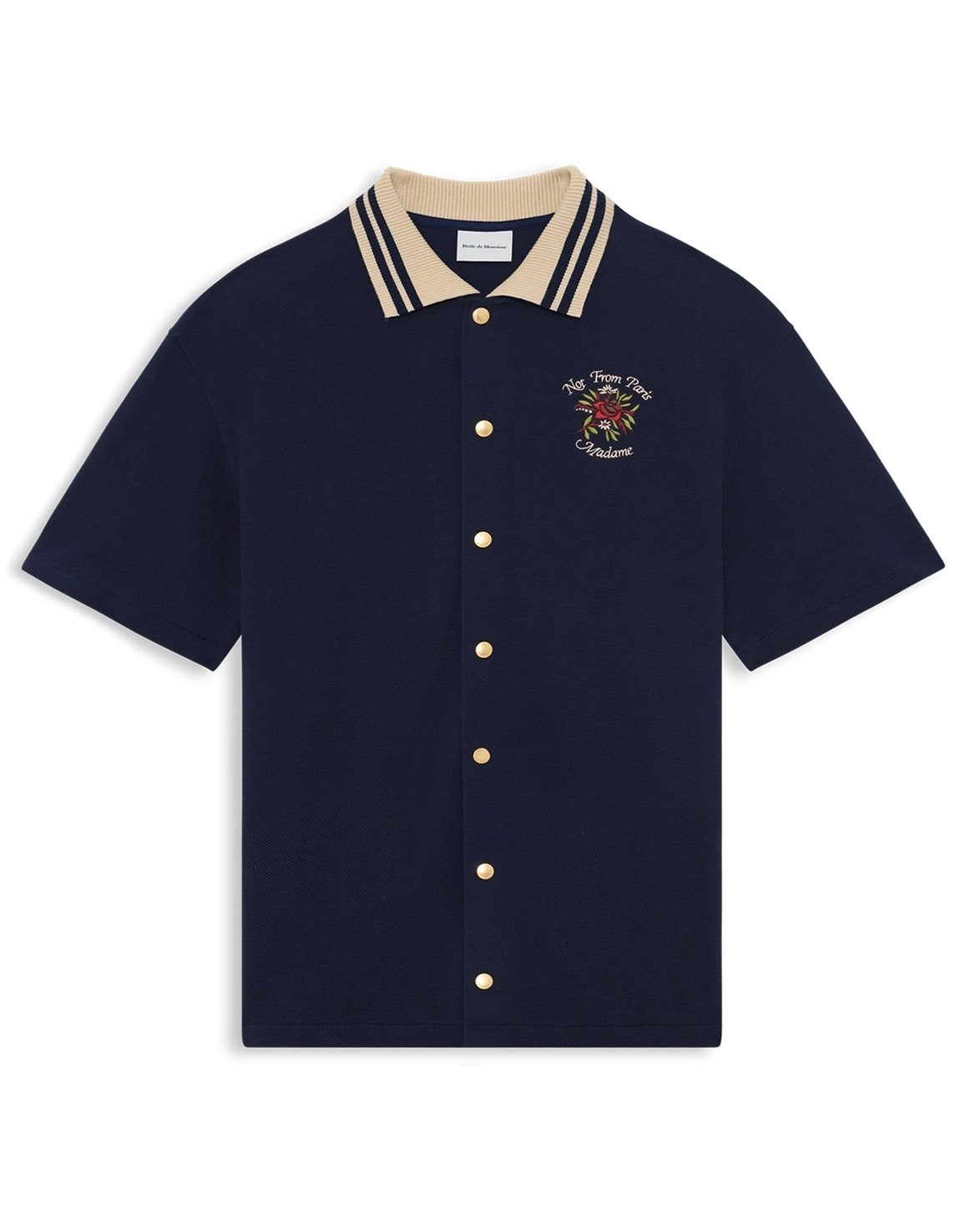 Chemise Piqèe Slogan Rose Shirt Navy