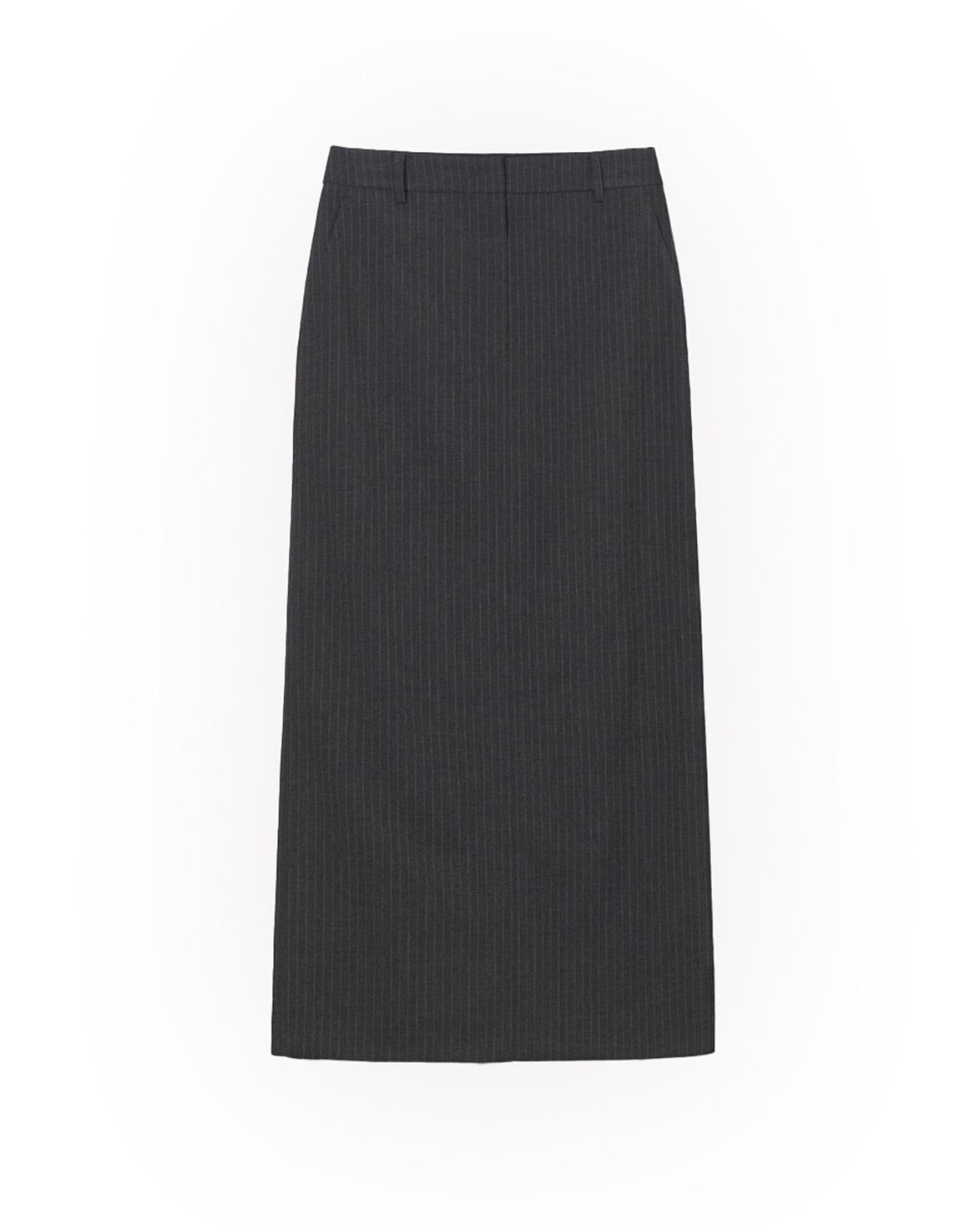 H-Line Long Skirt Charcoal Grey Stripe