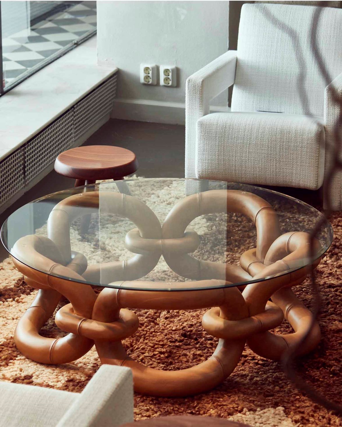 Bamboo Bracelet Sofa Table 105 Mahogany