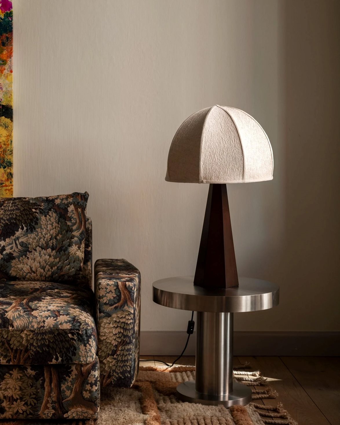 Hexagon Table Lamp Beige/Dark Brown