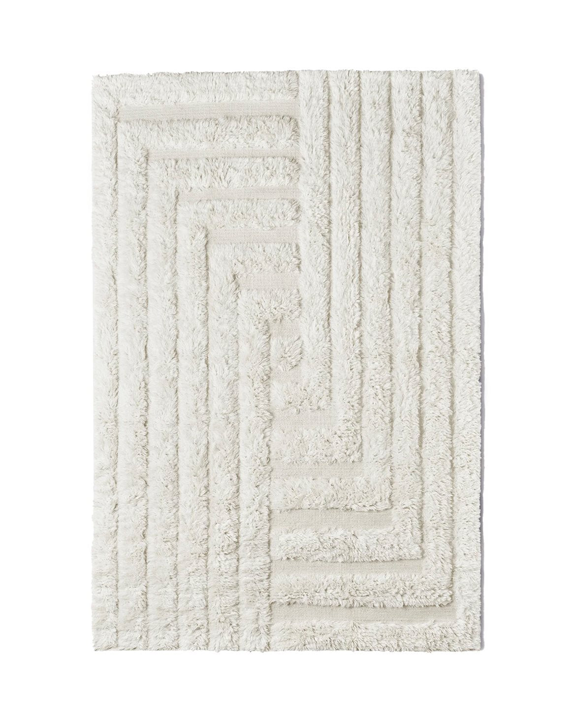 Shaggy Labyrinth Rug White