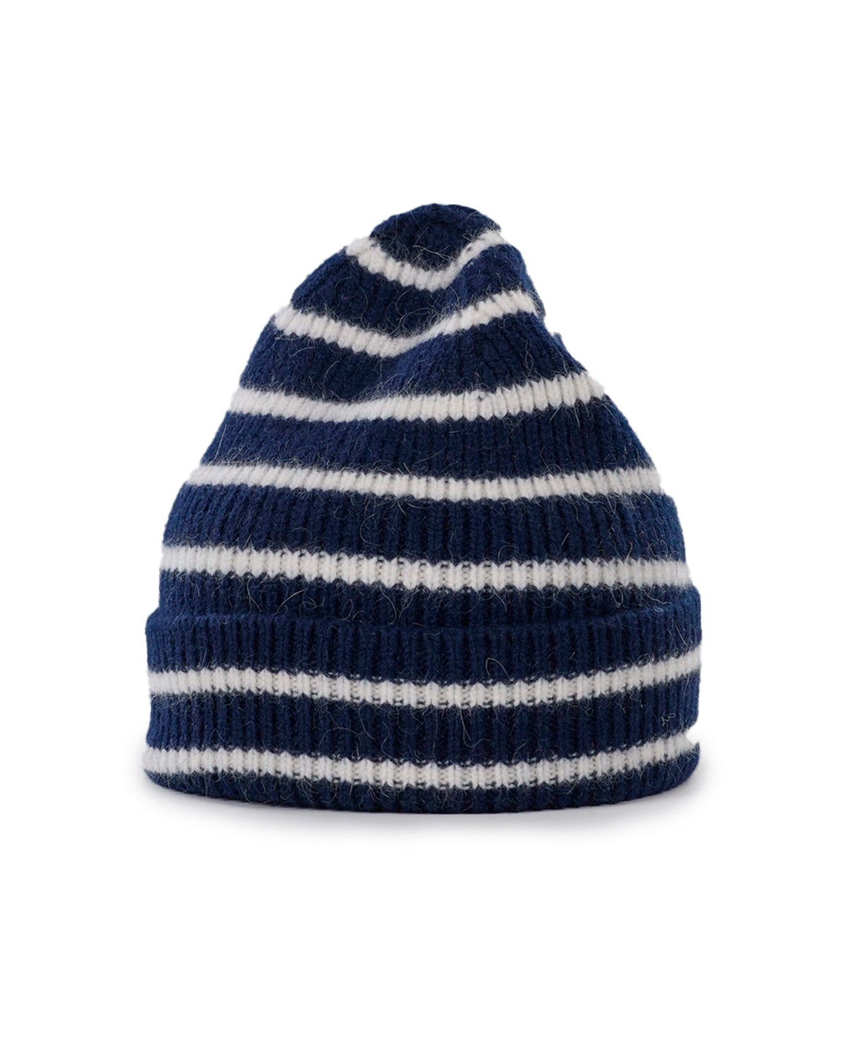 Lambswool/Caregora Beanie Midnight Stripe