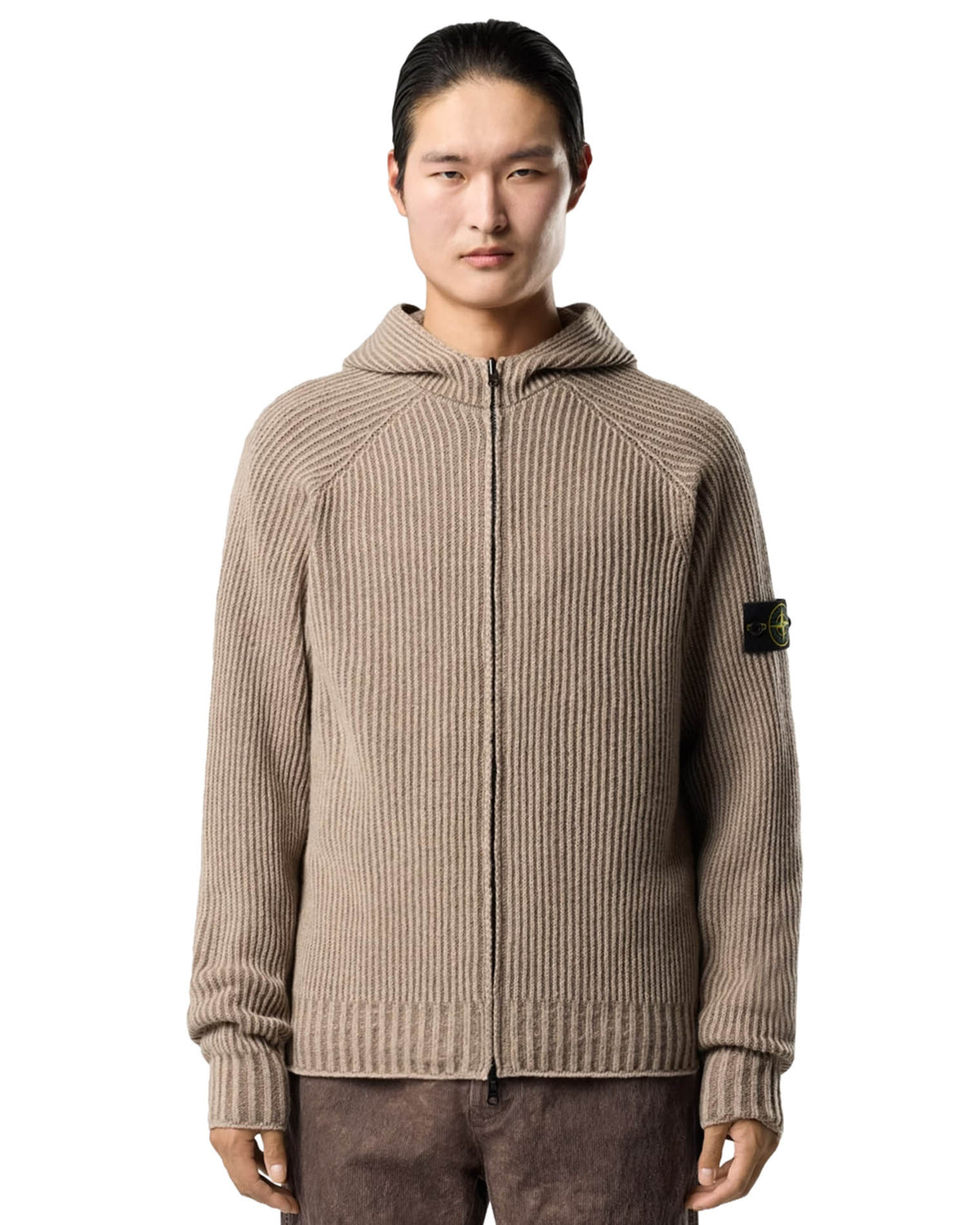 5100067 Two-Tone Vanisé Cashmere Hoodie Biscuit