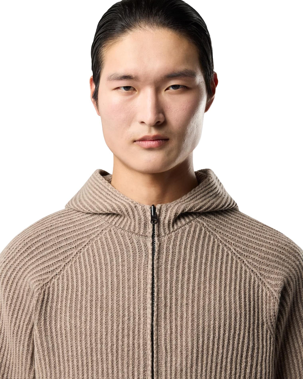 5100067 Two-Tone Vanisé Cashmere Hoodie Biscuit