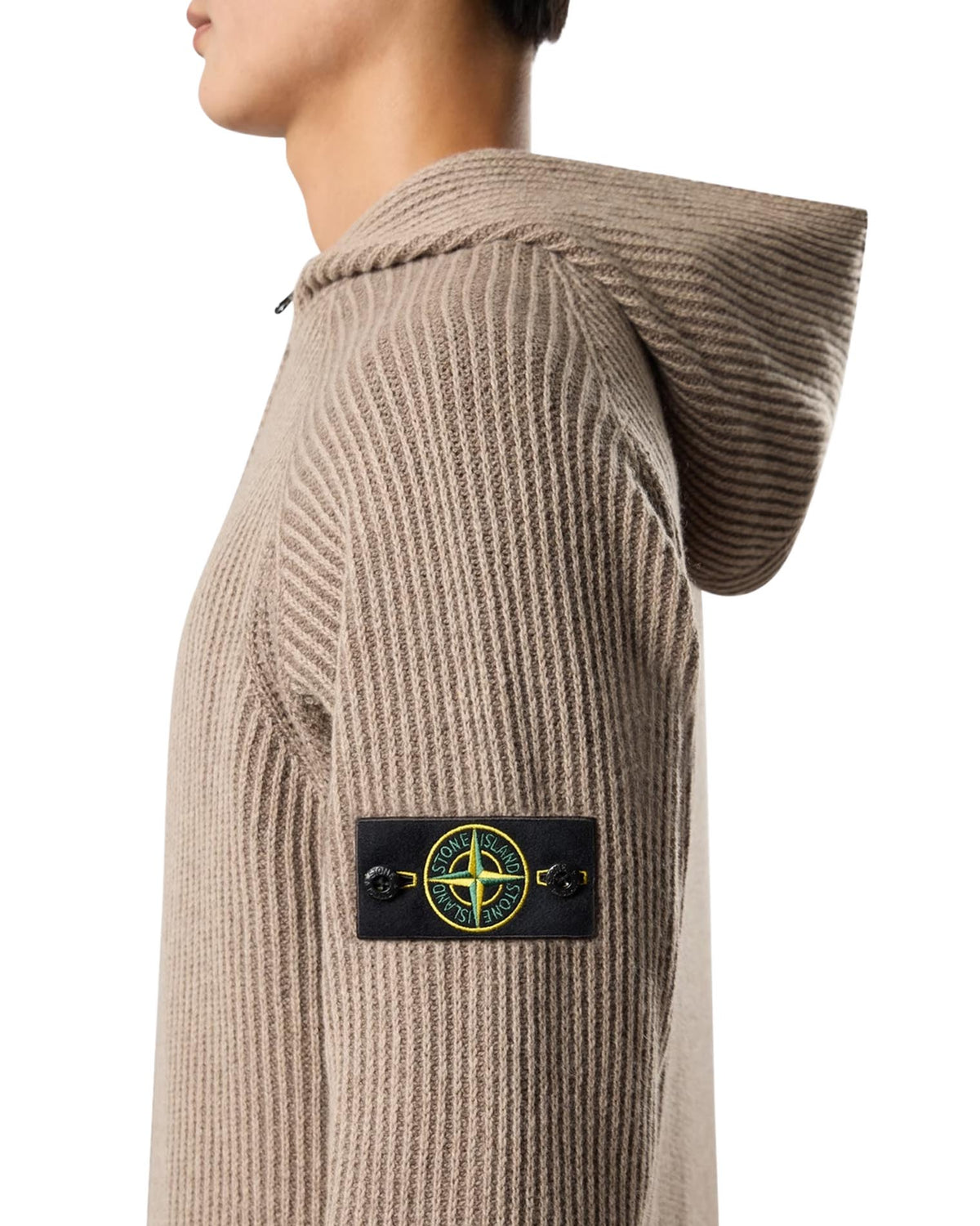 5100067 Two-Tone Vanisé Cashmere Hoodie Biscuit