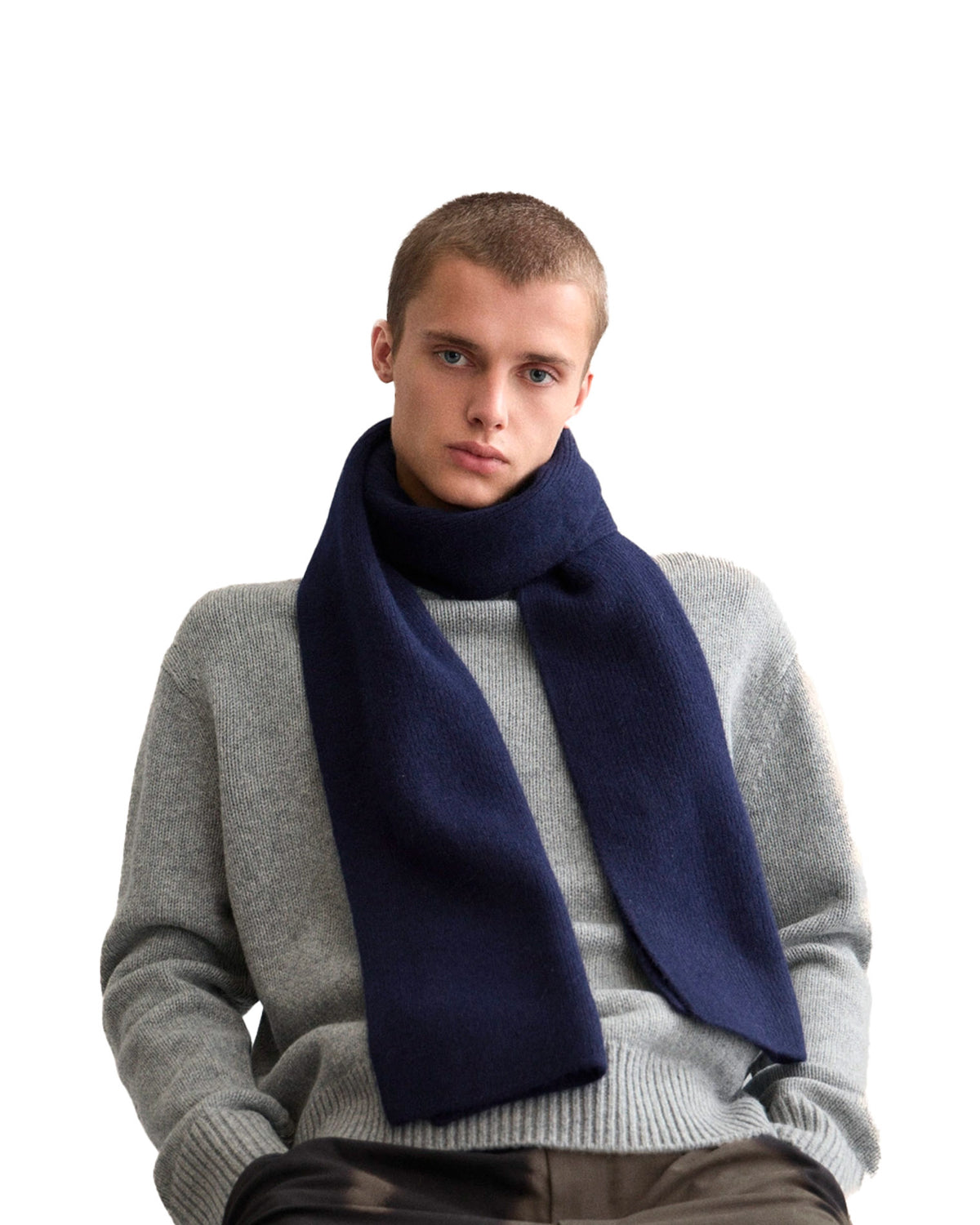Lambswool/Caregora Bandana Scarf Midnight