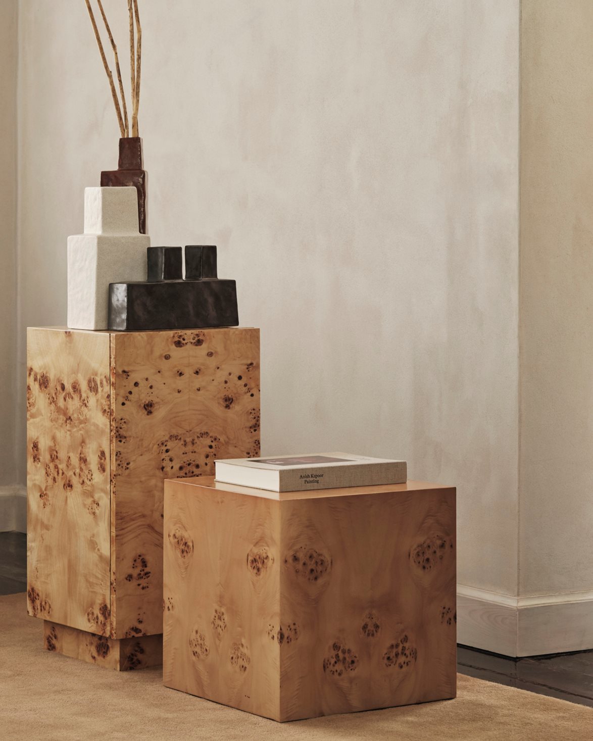 Burl Cube Side Table Natural