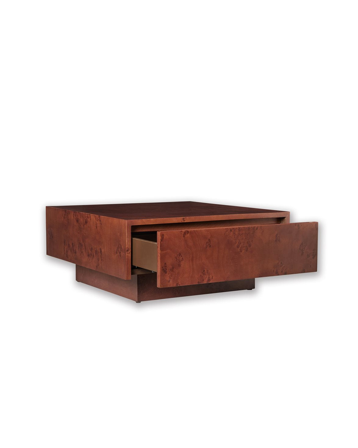 Burl Storage Coffee Table Dark Stained Burl