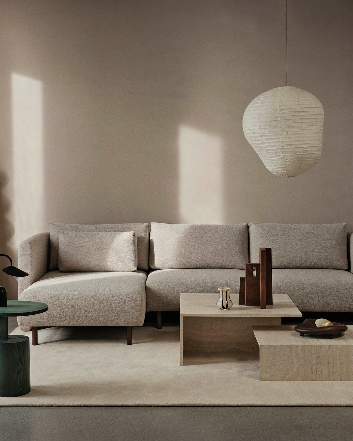 Dase Sofa Chaise Lounge Left Soft Bouclé Natural