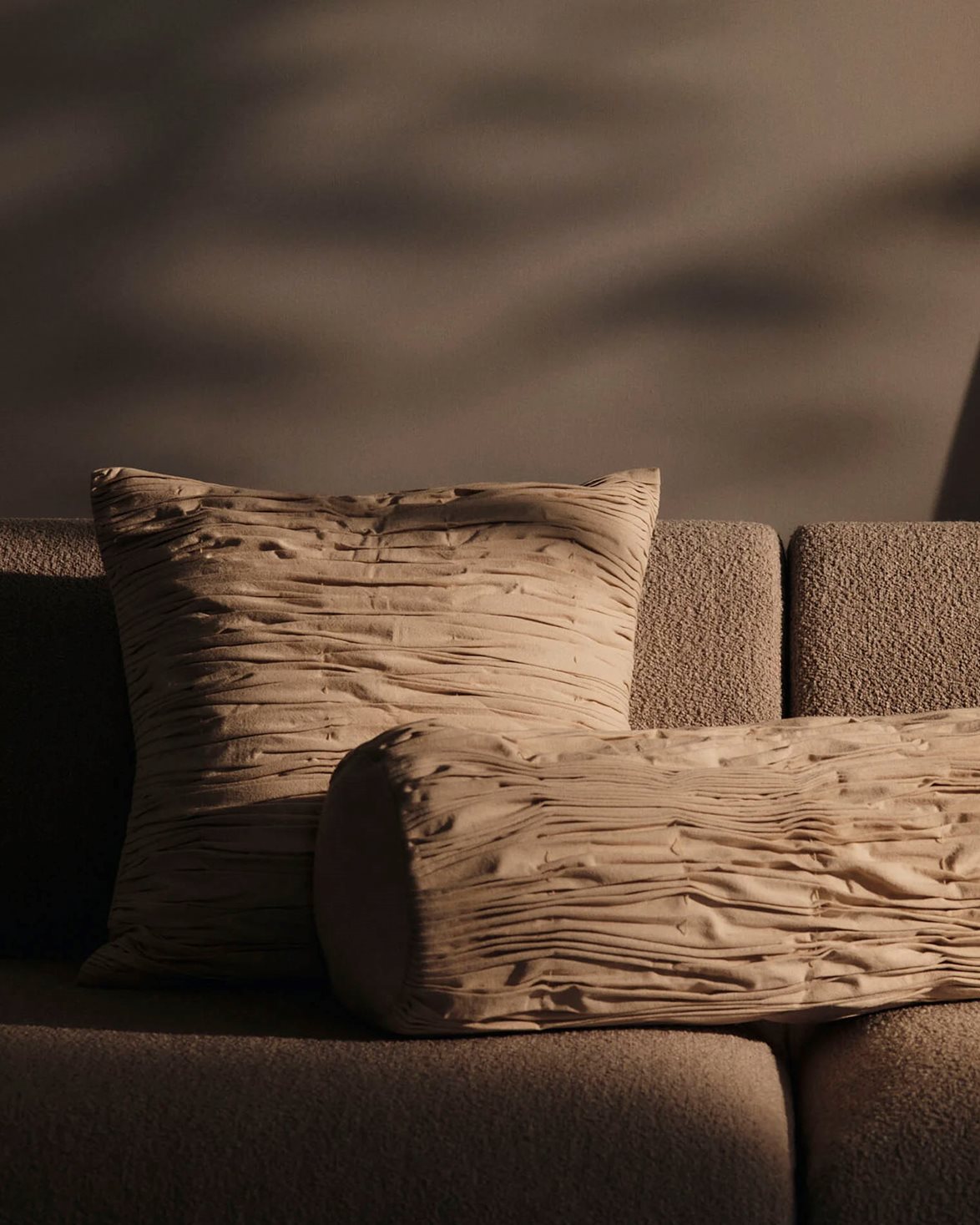 Falda Smocked Cushion Cover Undyed