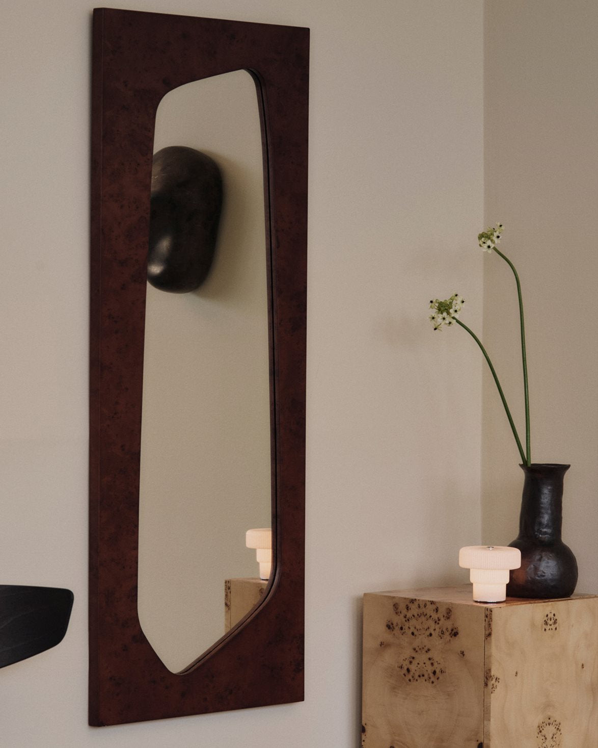 Folia Mirror Large Dark Stained Burl
