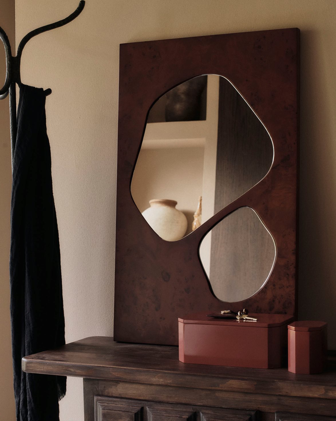 Folia Mirror Medium Dark Staind Burl