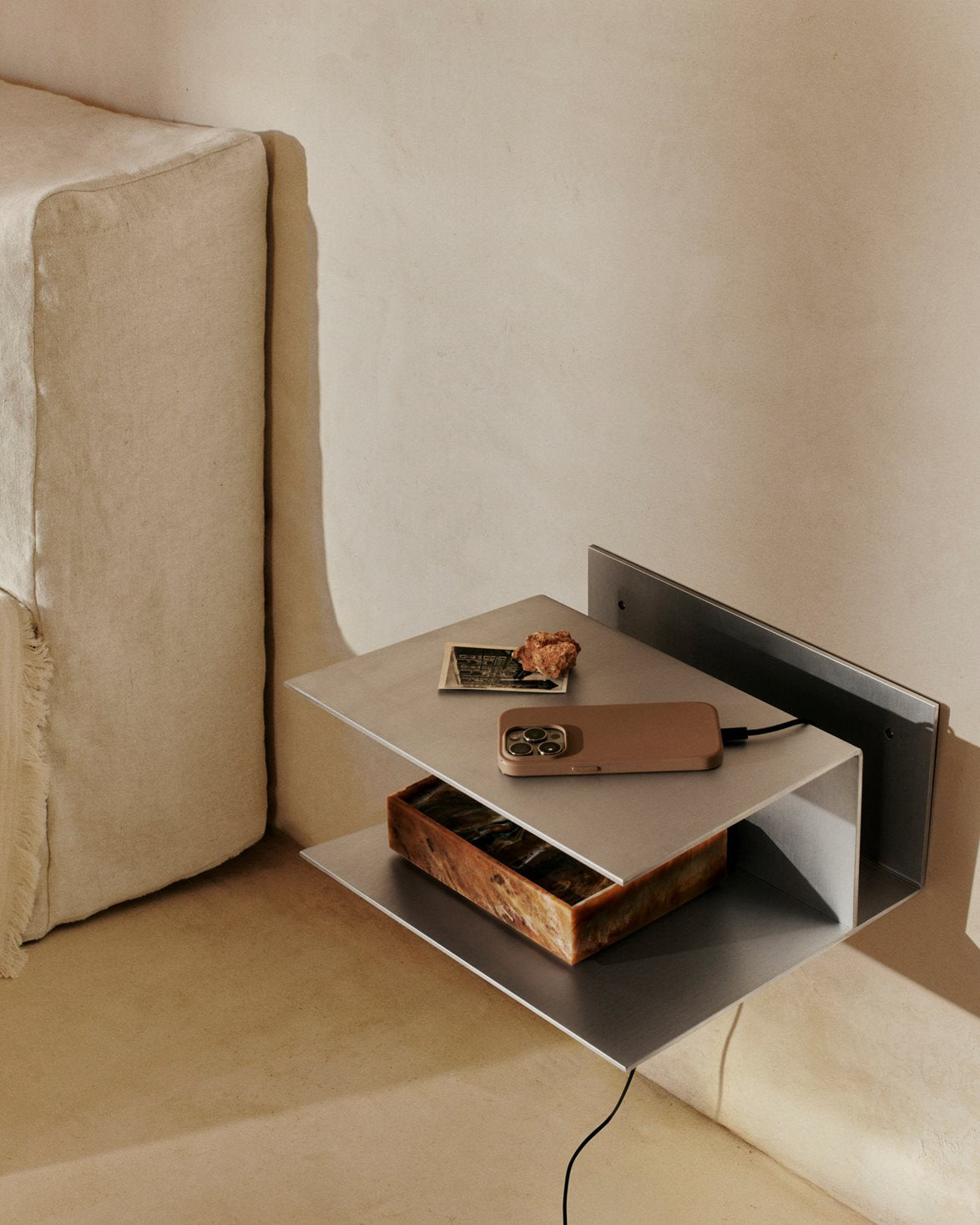 Lager Bedside Table Aluminium