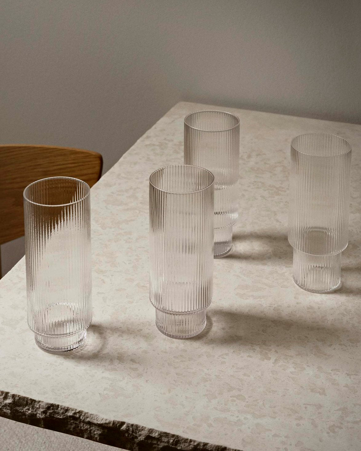 Ripple Long Drink Glass 4-Pack Clear
