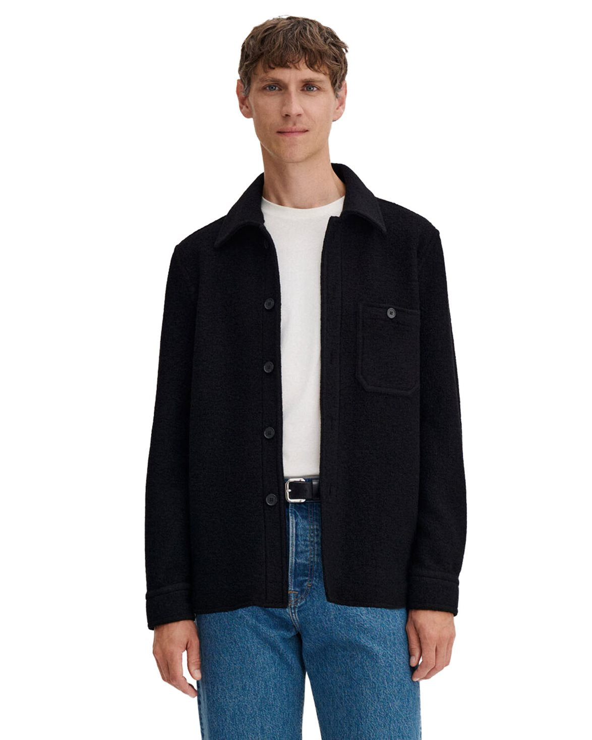Boiled Wool Overshirt Black