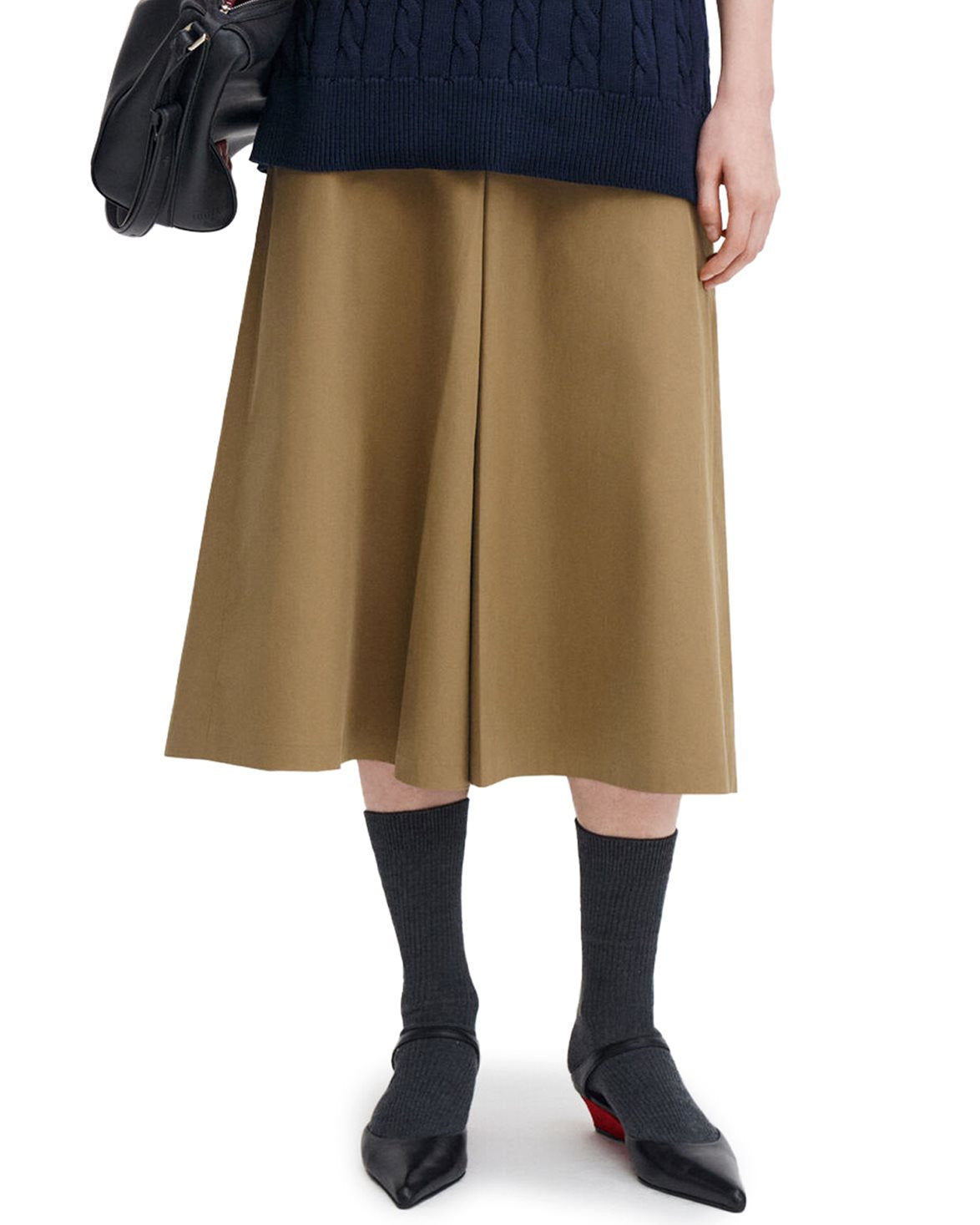 Box Pleat Skirt Taupe Beige