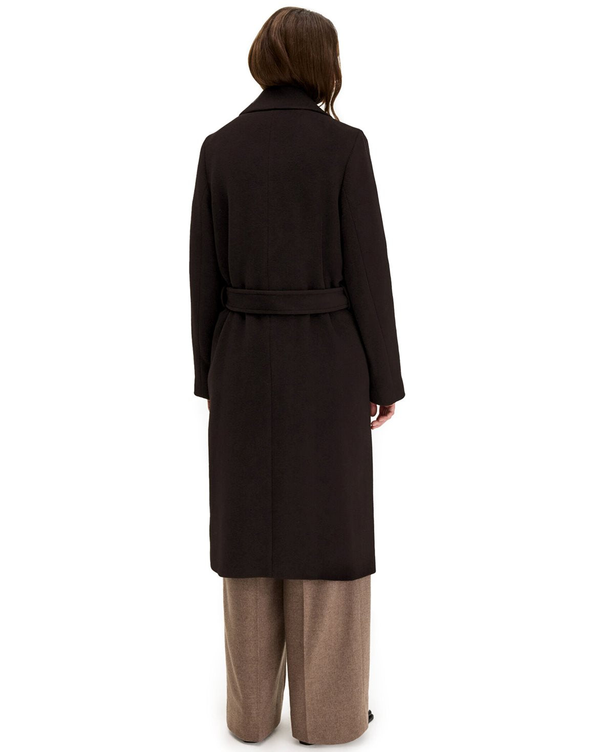 Charlotte Wool Belted Coat Dark Chocolate