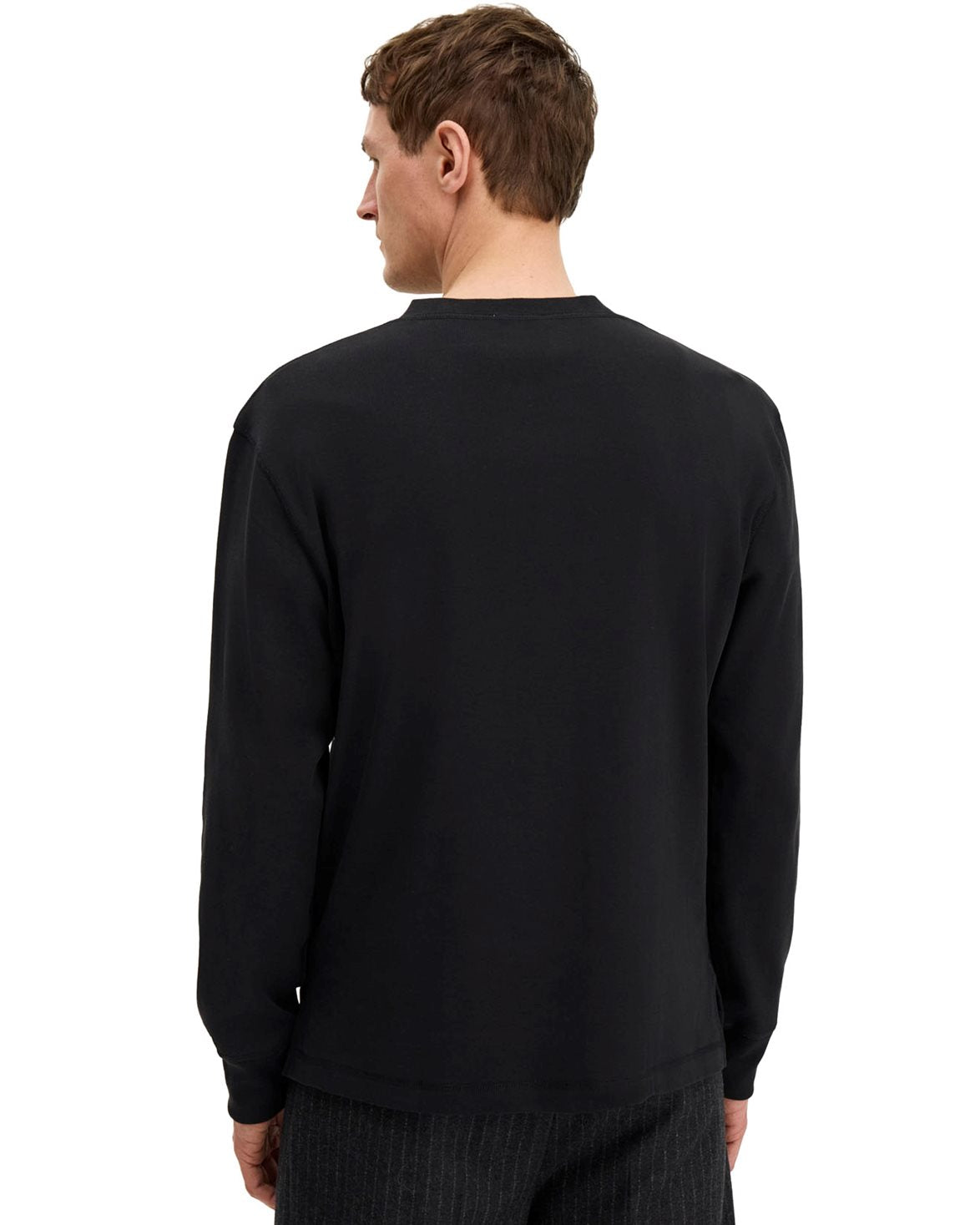 Cotton Rib Henley Black