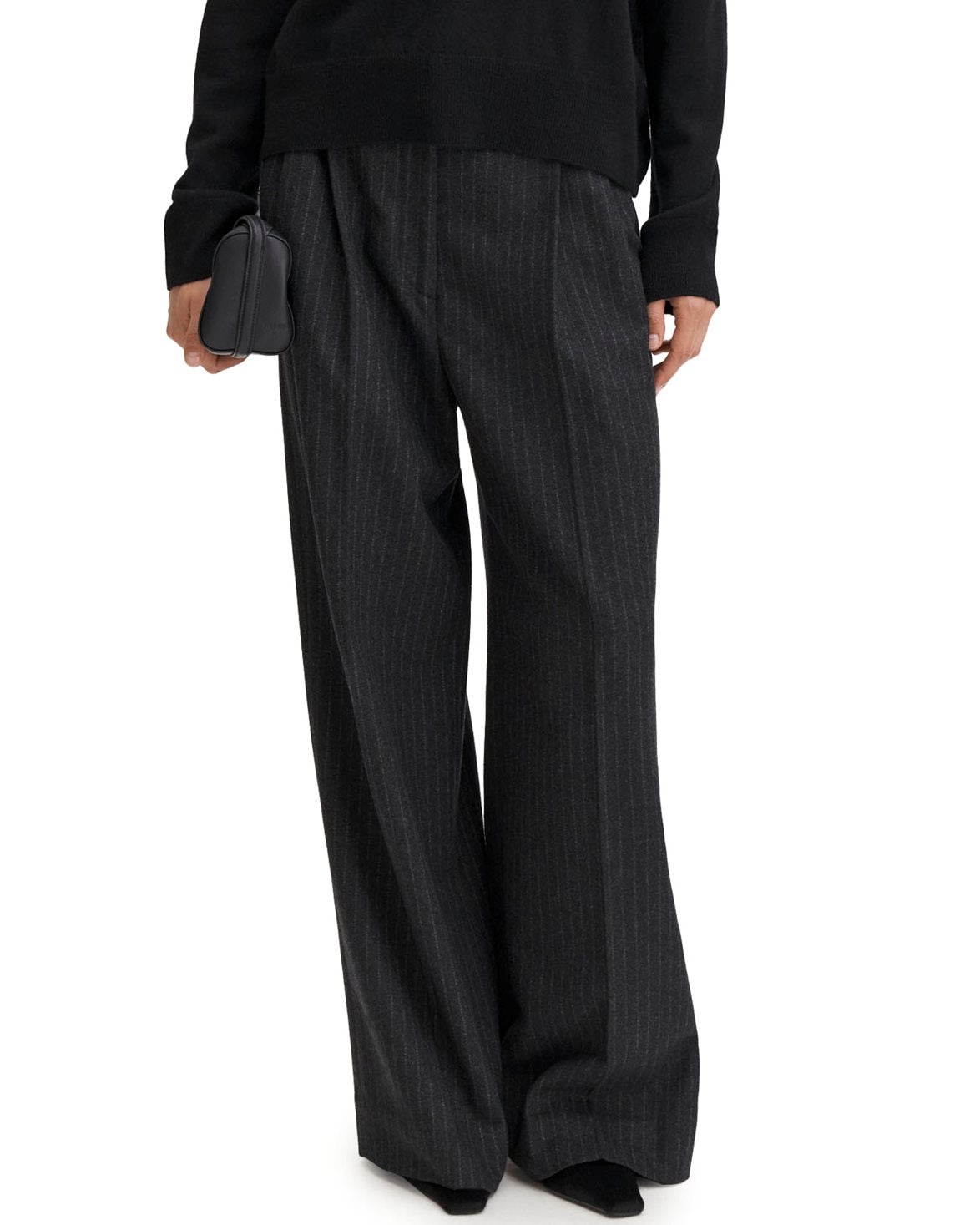 Darcey Flannel Pinstripe Trousers Anthracite Pinstripe