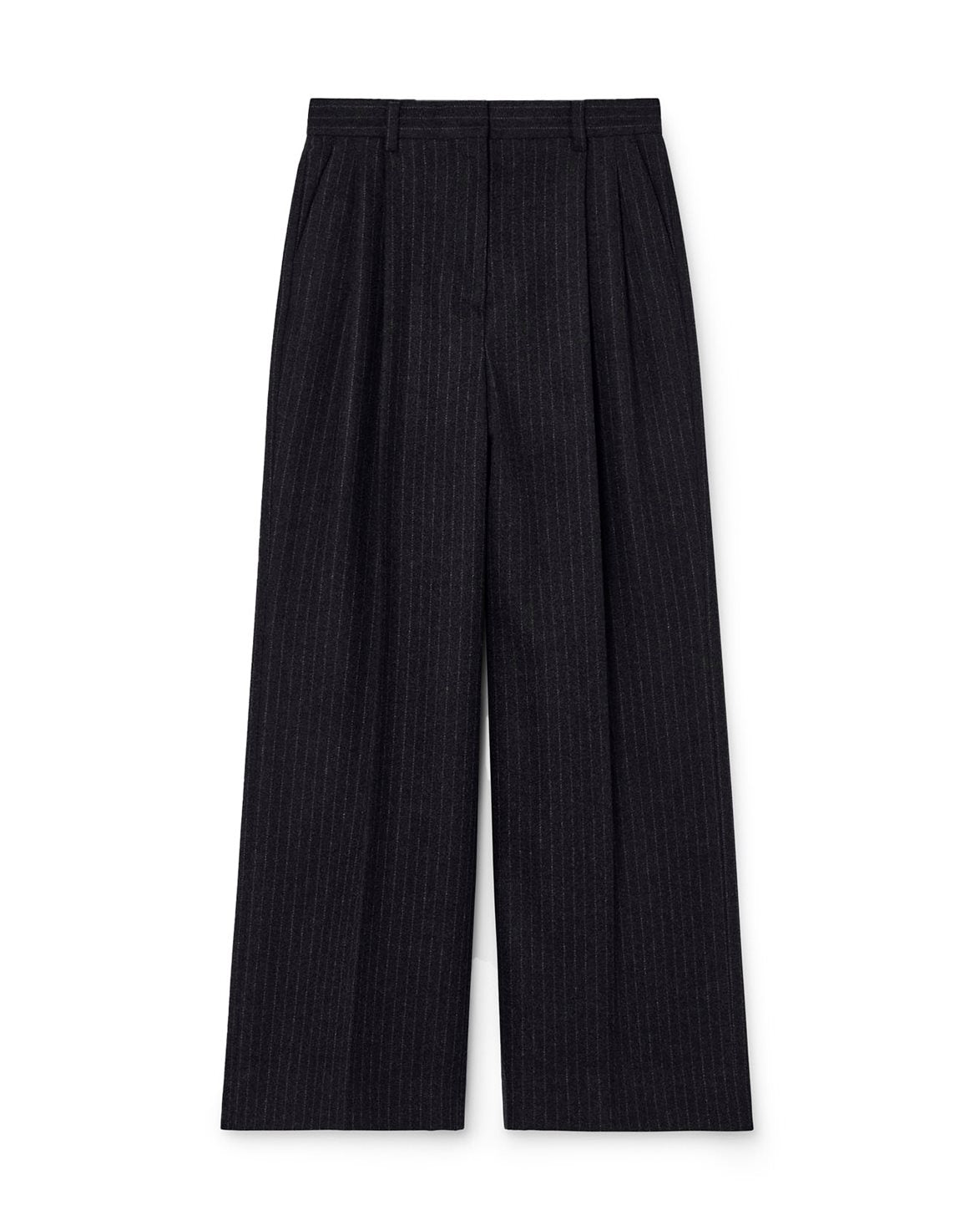 Darcey Flannel Pinstripe Trousers Anthracite Pinstripe