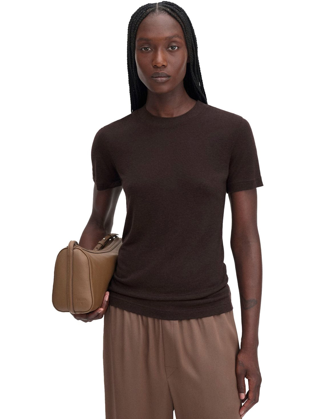 Lyocell Cashmere Tee Brown