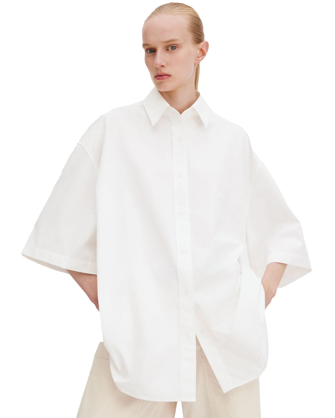 Oversized Short Sleeve Shirt White