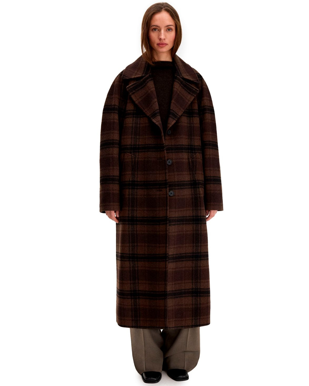 Vanessa Vented Check Coat Brown Check