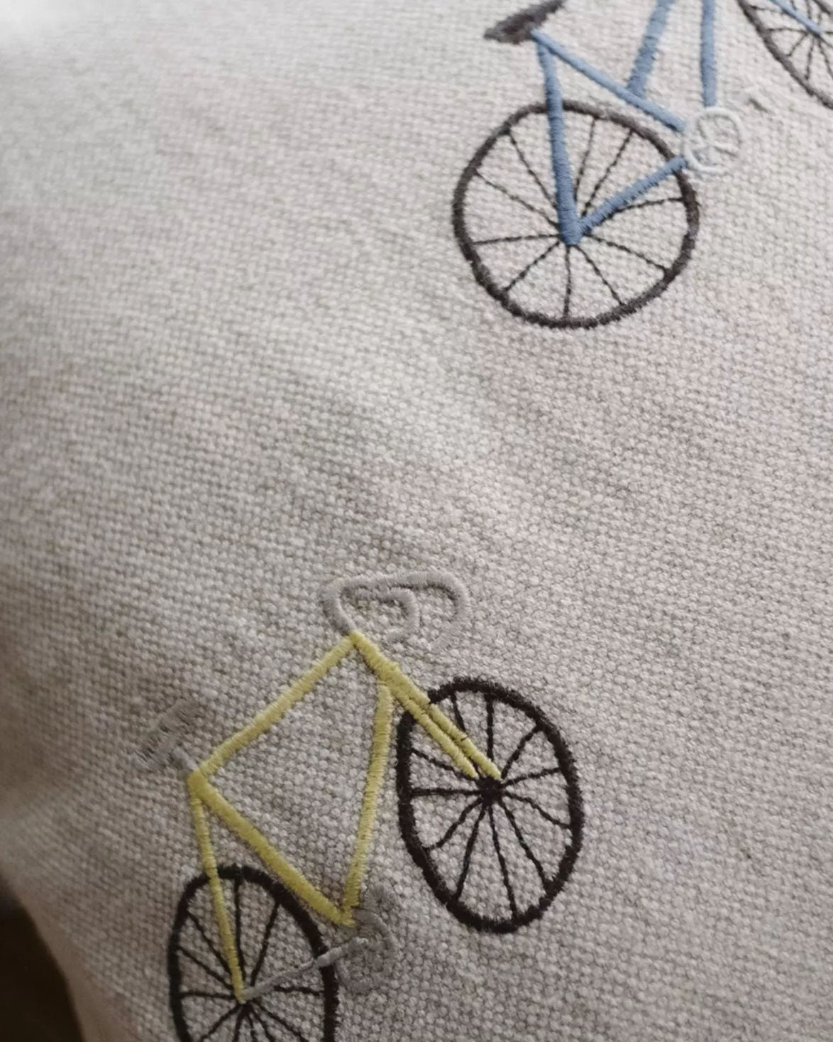 Bicycles Embroidered Cushion Cover
