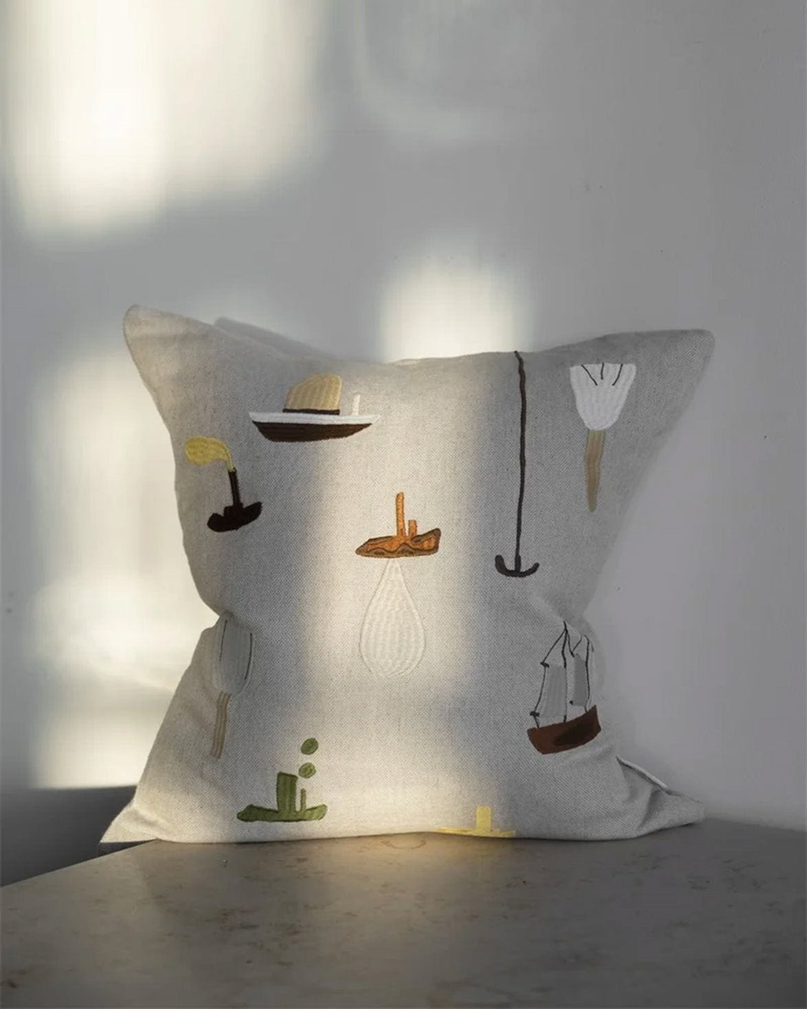 Sail With Me Embroidered Cushion Cover