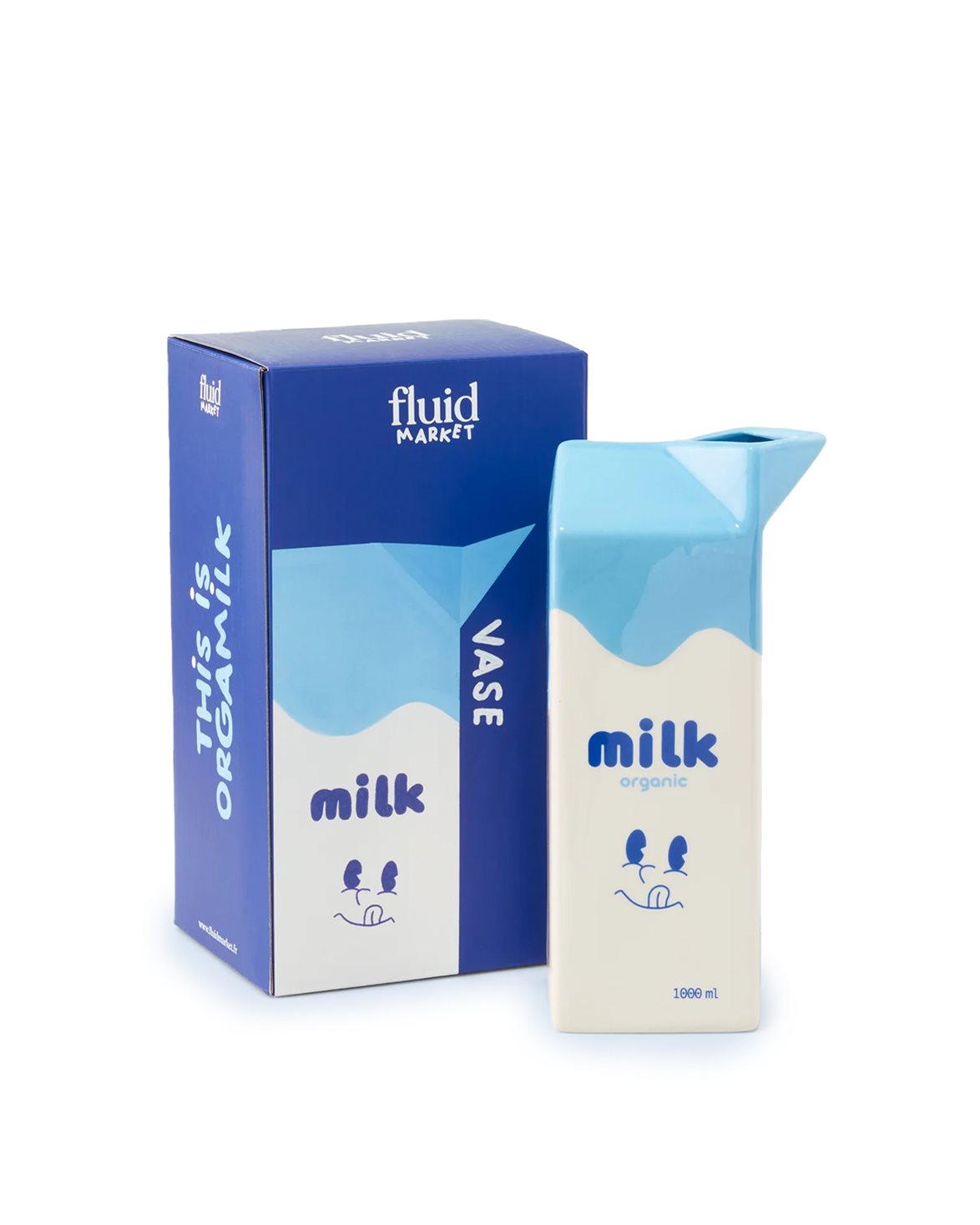 Vase Milk White/Blue
